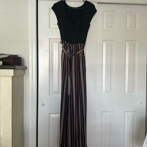 Black stripped paperbag jumpsuit